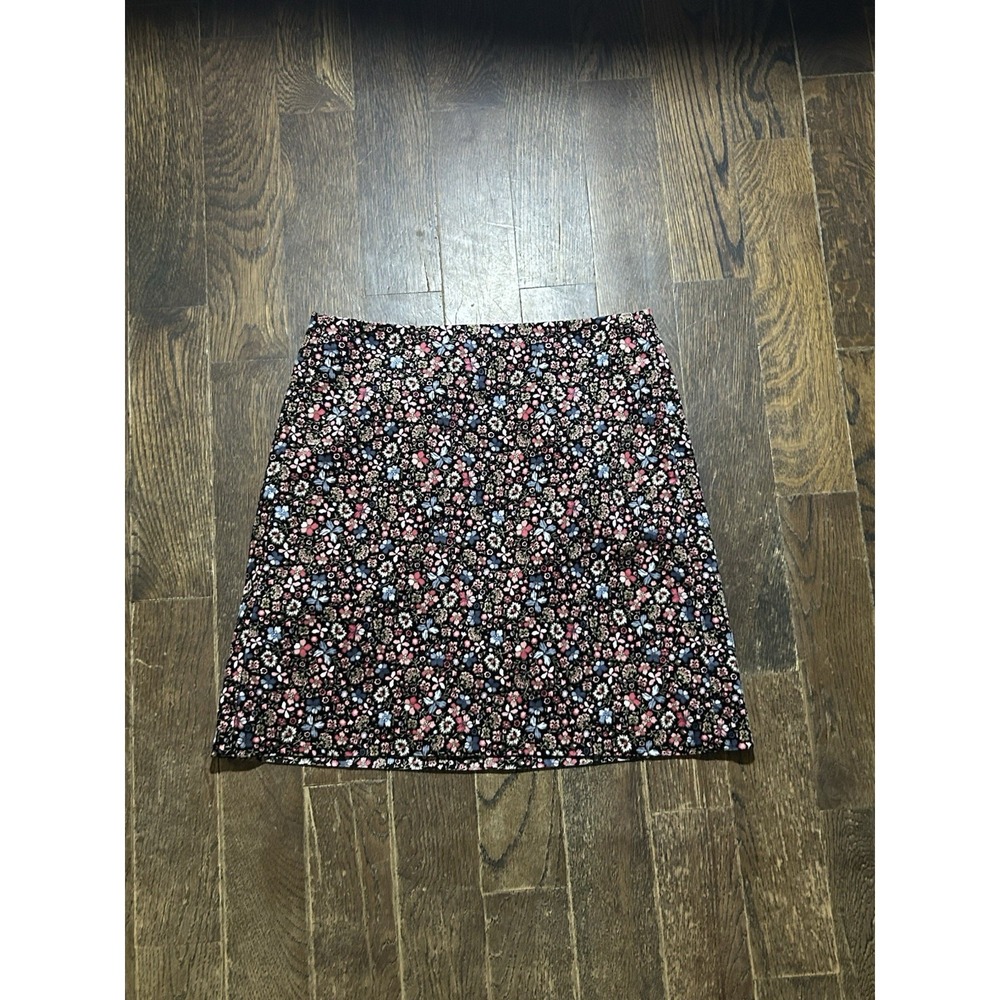 LOFT 2 Floral Velvet Mini Skirt Pink Blue‎ Pencil Office Work Wear